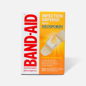 Band-Aid Bandages with Neosporin Antibiotic Ointment, Assorted Sizes, 20 ct.