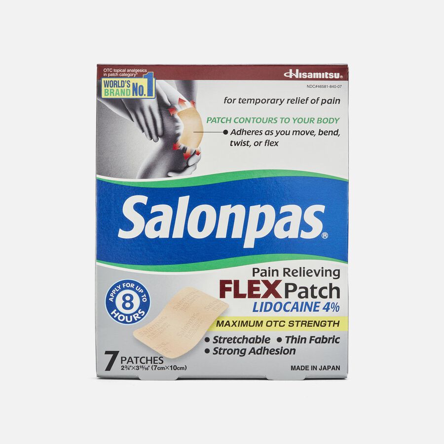 Salonpas Pain Relieving Flex Patch Lidocaine 4%, 7 ct., , large image number 0