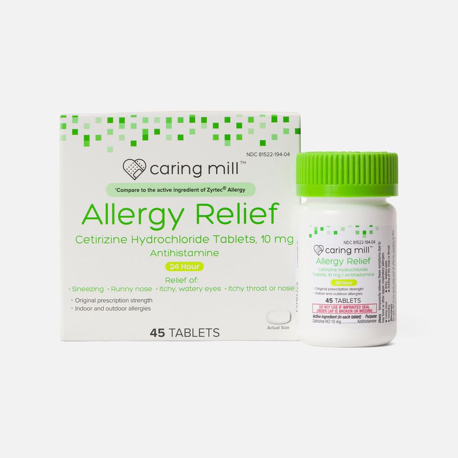 Caring Mill™ 24-Hour Allergy Relief Cetirizine Hydrochloride Tablets, 10mg, 45 ct., , large image number 0