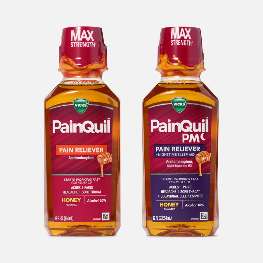 Vicks&reg; PainQuil&trade; Acetaminophen Pain Relief Liquid Day & Night Combo Pack, Honey Flavored. 12 fl. oz., , large image number 4