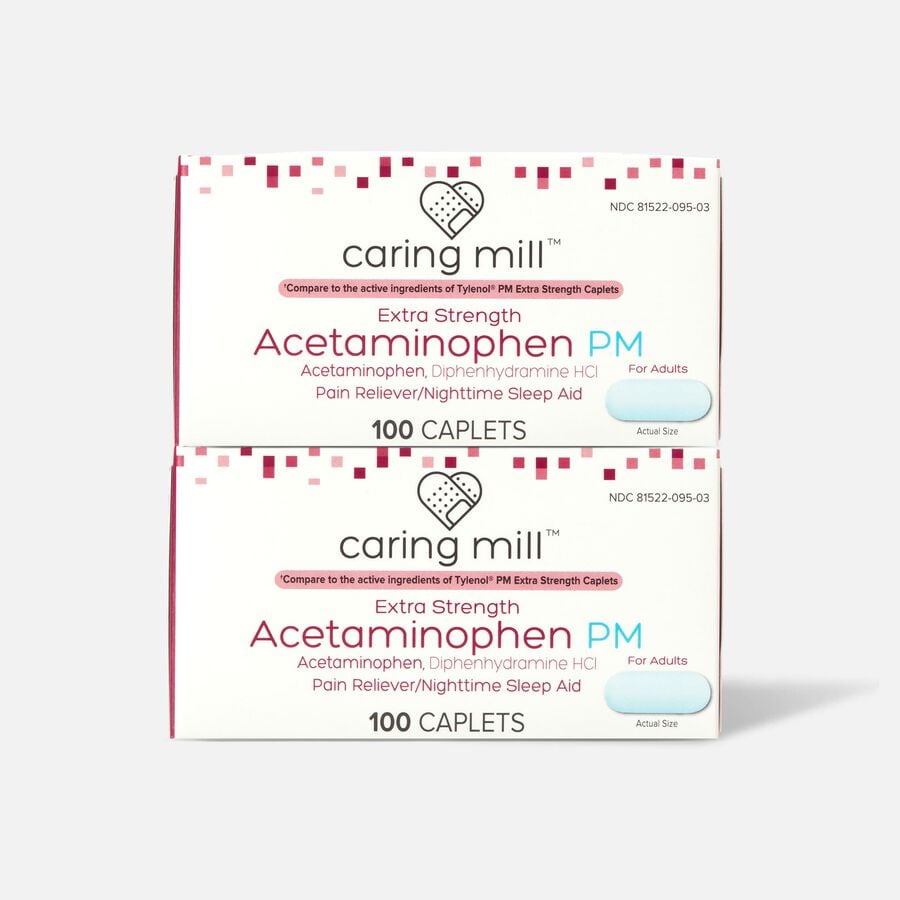 Caring Mill&trade; Extra Strength Acetaminophen PM Caplets, 100 ct. (2-Pack), , large image number 0