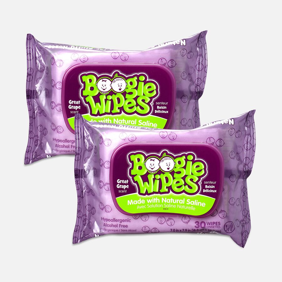 Boogie Wipes Saline Nose Wipes, Grape Scent, 30 ct. (2-Pack), , large image number 0