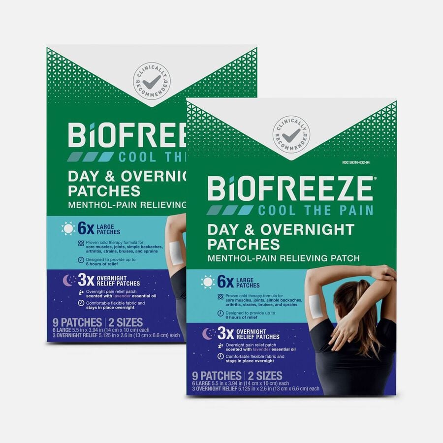 Biofreeze Day & Overnight Pain Relief Patches, 9 ct. (2-Pack), , large image number 0