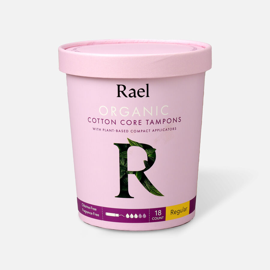 Rael Organic Cotton Core Tampons with Plant Based Compact Applicators - Regular, 18 ct., , large image number 0