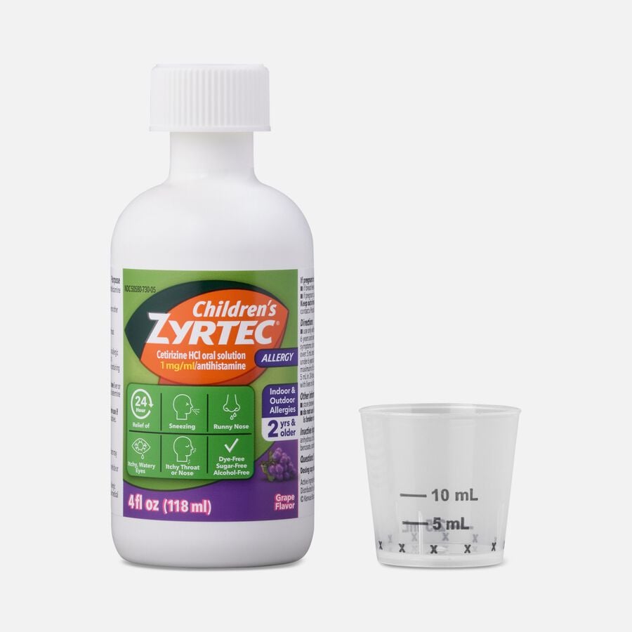 Children's Zyrtec 24-Hour Indoor & Outdoor Allergy Relief Liquid, Grape, 4 fl oz., , large image number 2