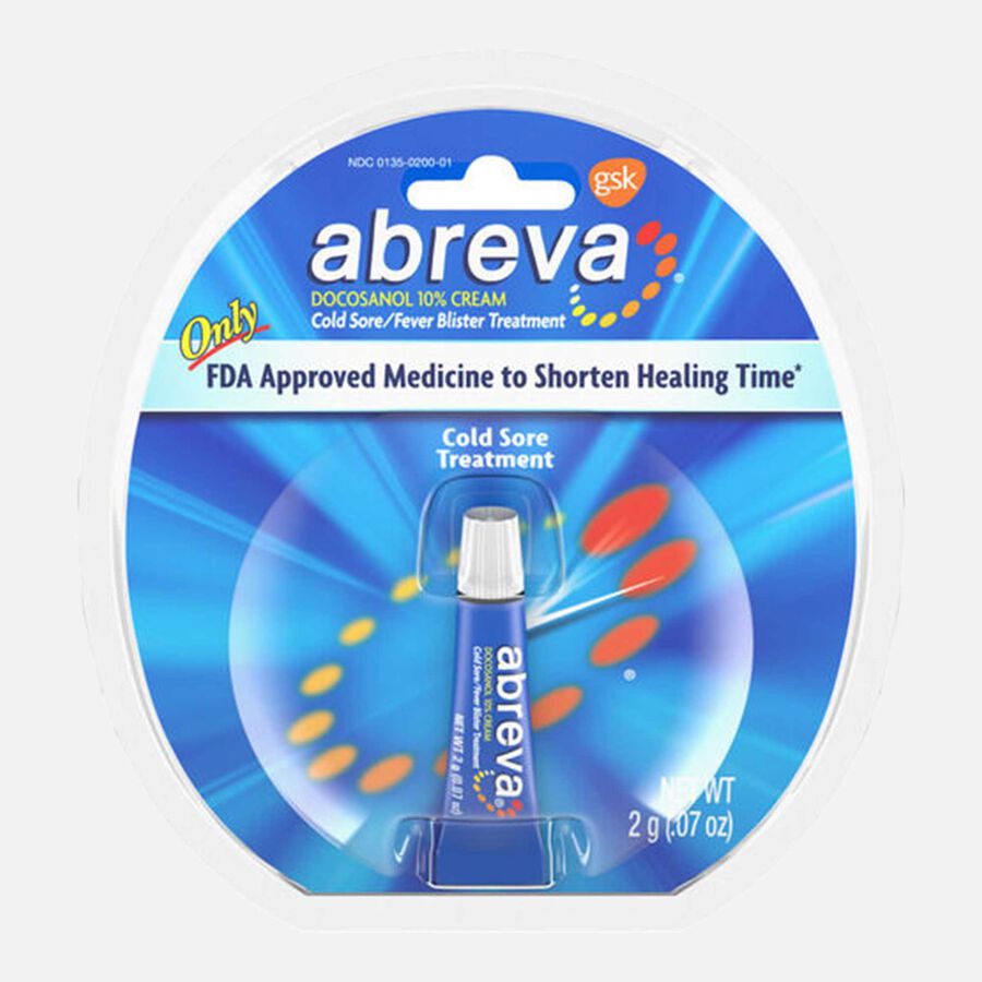 Abreva, Docosanol 10% Cream Tube, Treatment for Cold Sore/Fever Blister, 2g, , large image number 0
