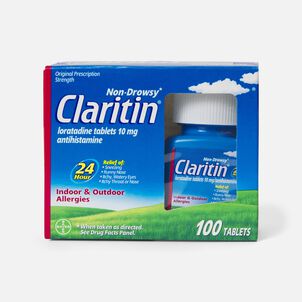 Claritin 24 Hour Allergy Medicine, Non-Drowsy Prescription Strength Allergy Relief, Loratadine Antihistamine Tablets, 100 ct.