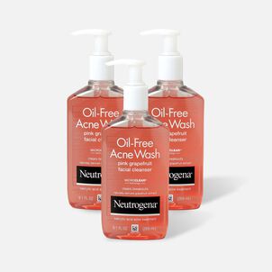Neutrogena Pink Grapefruit Oil-Free Acne Facial Wash, 9.1 oz. (3-Pack)