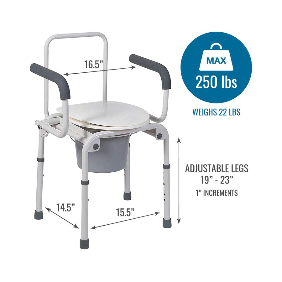 DMI&reg; Steel Drop-Arm Bedside Commode, , large image number 1