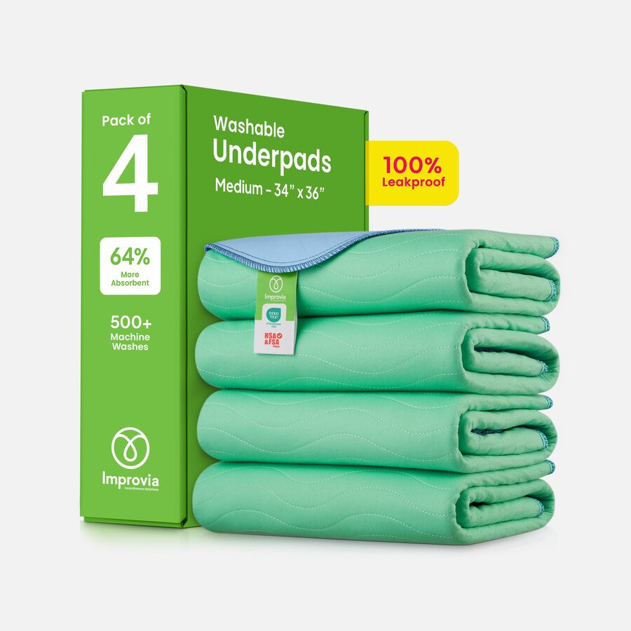 Improvia Washable Underpads, Heavy Absorbency, Reusable Incontinence Pads for Bed, Sofa, Floor, , large image number 0