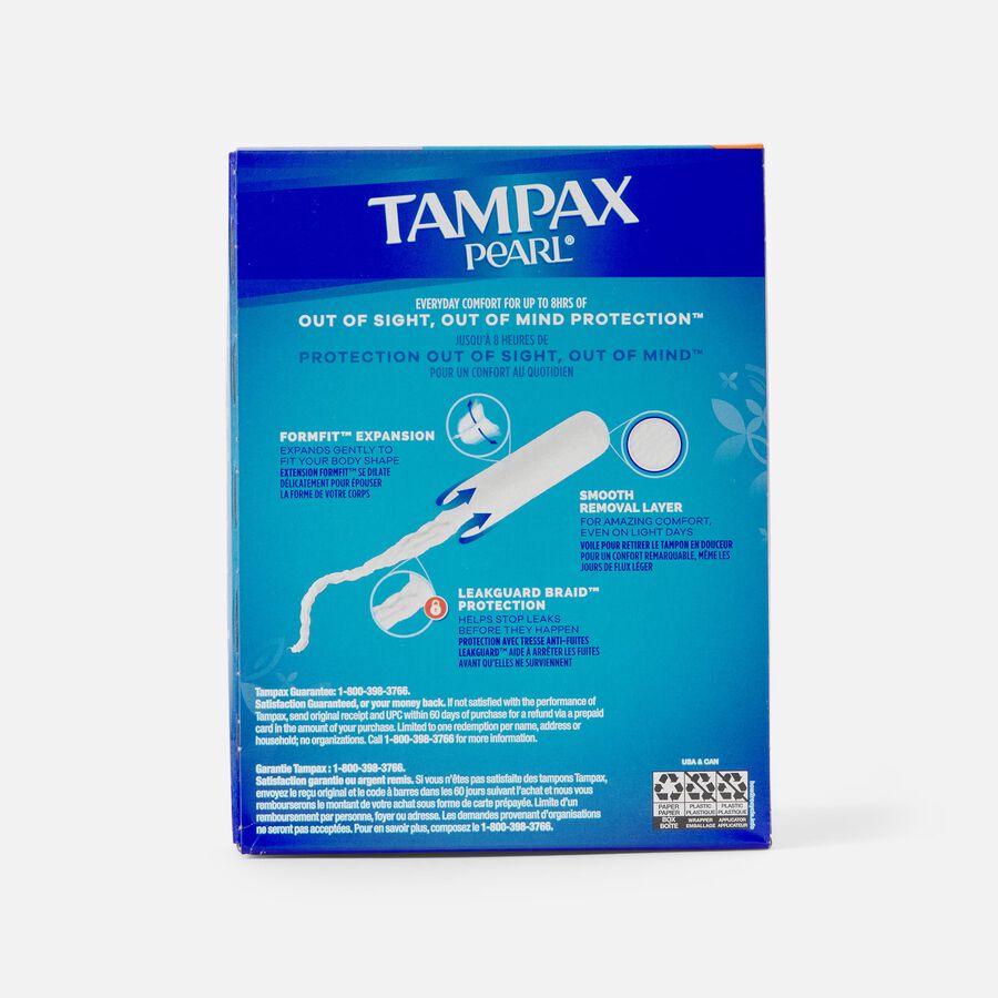 Tampax Pearl Tampons, Regular Absorbency, 18 ct. (2-Pack), , large image number 1