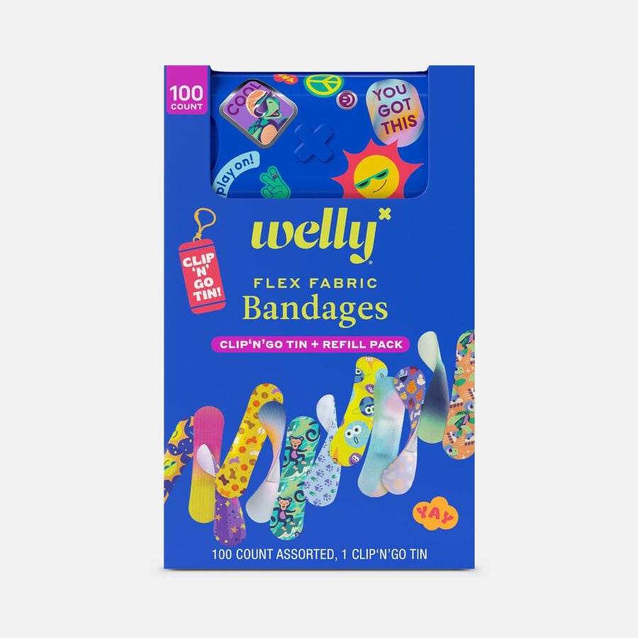 Welly Flex Fabric Bandages & Clip &lsquo;N' Go Tin, 100 ct., , large image number 0