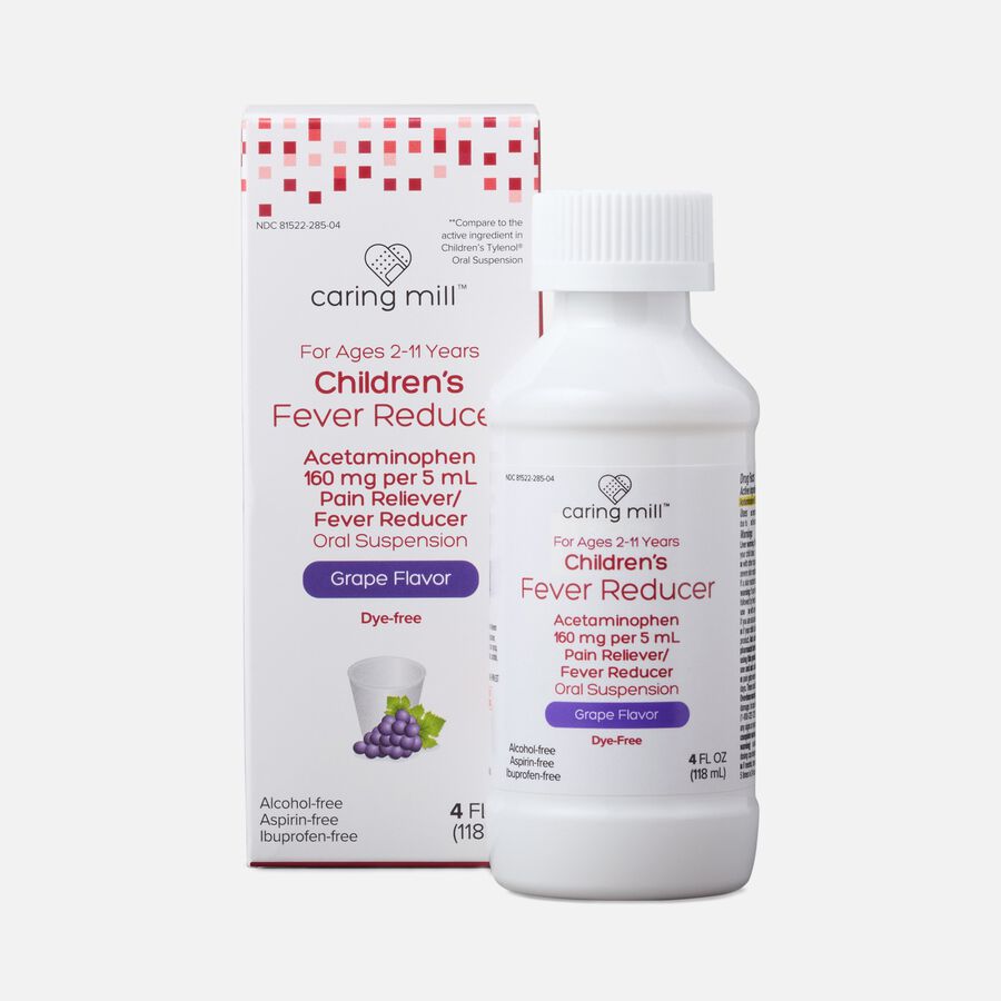 Caring Mill&trade; Children&rsquo;s Acetaminophen Pain Reliever/Fever Reducer Liquid, Grape, 4 fl oz., , large image number 0