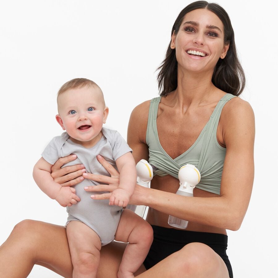 Larken X Nursing + Hands-Free Pumping Bra, Sage, X-Large, Sage, large image number 3