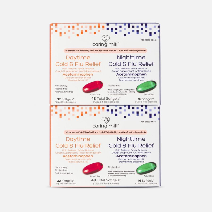 Caring Mill&trade; Day/Night Multi-Symptom Cold & Flu Relief Combo Softgels, 48 ct. (2-Pack), , large image number 0