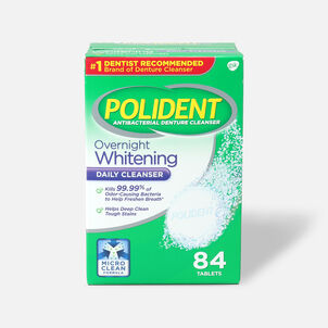 Polident Overnight Whitening Antibacterial Denture Cleanser Tablets