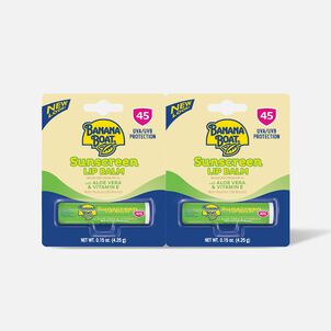 Banana Boat Sunscreen Lip Balm SPF 45, Aloe Vera & Vitamin E, .15 oz. (2-Pack)