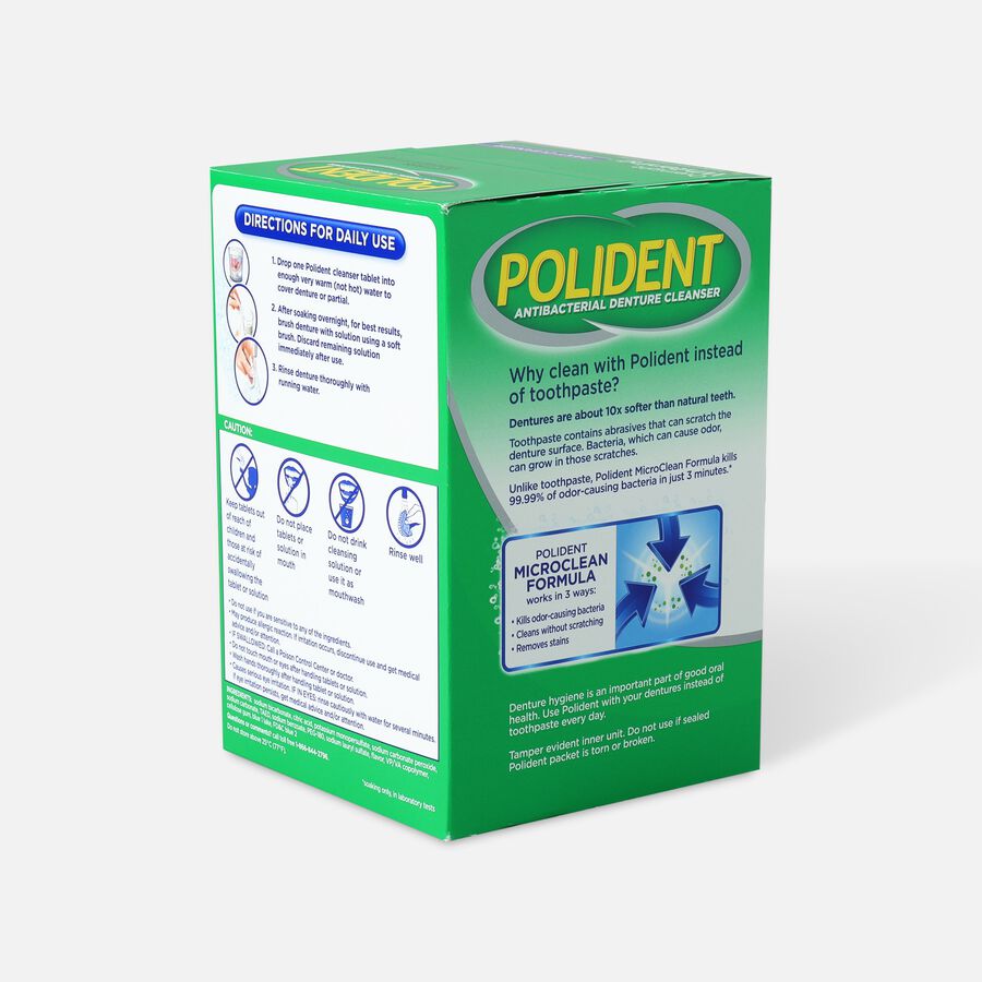 Polident Overnight Whitening Antibacterial Denture Cleanser Tablets - 120 ct., , large image number 2