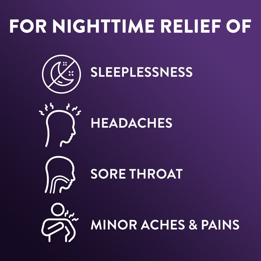 Vicks PainQuil PM Pain Relief + Sleep Aid Liquid, Midnight Cherry, 12 oz., , large image number 2