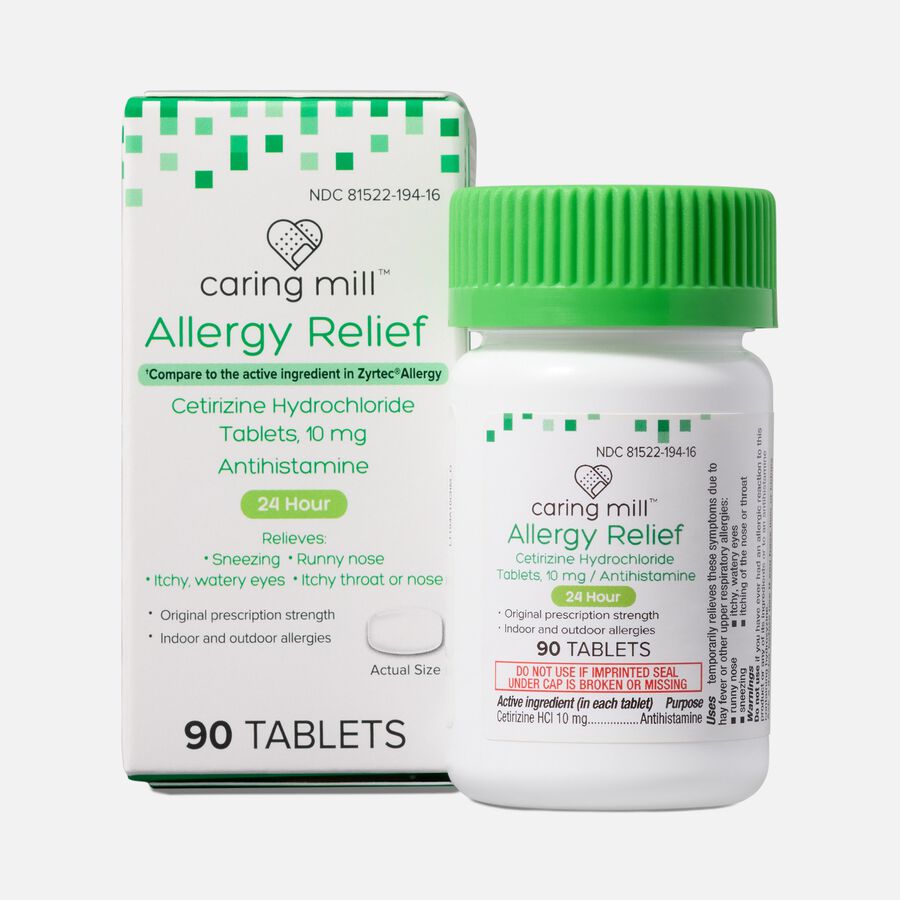 Caring Mill&trade; 24-Hour Allergy Relief Cetirizine Hydrochloride Tablets, 10mg, , large image number 0