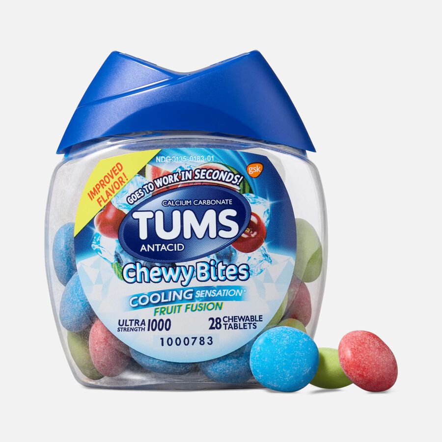 TUMS Ultra Strength Chewy Bites Cooling Sensation Antacid Chews, Fruit Fusion, 28 ct., , large image number 0