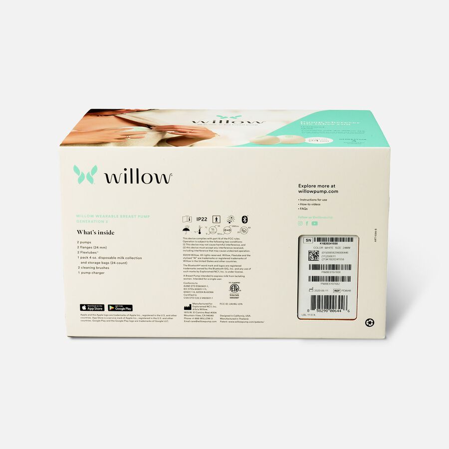 Willow Generation 3 Wearable Double Electric Breast Pump-White-24 mm, , large image number 2