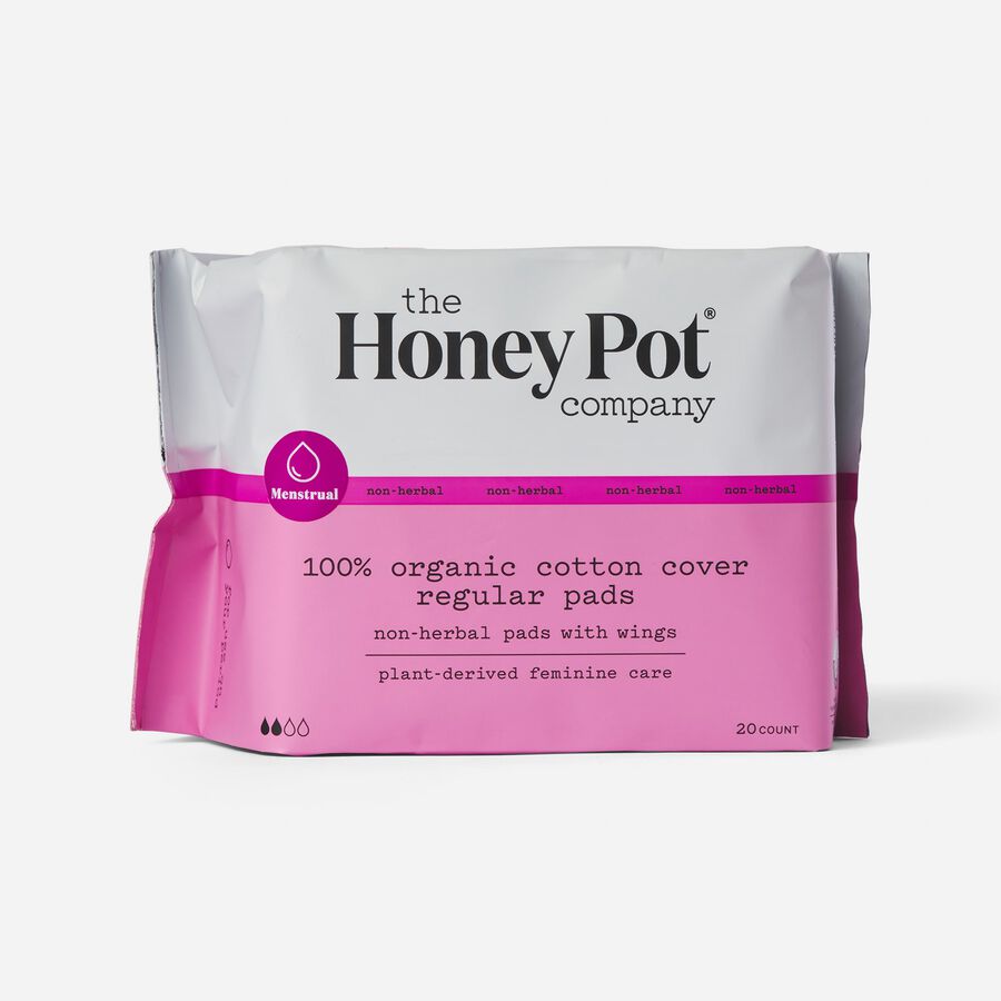 The Honey Pot 100% Organic Top Sheet Super Herbal Menstrual Pads with Wings, , large image number 3