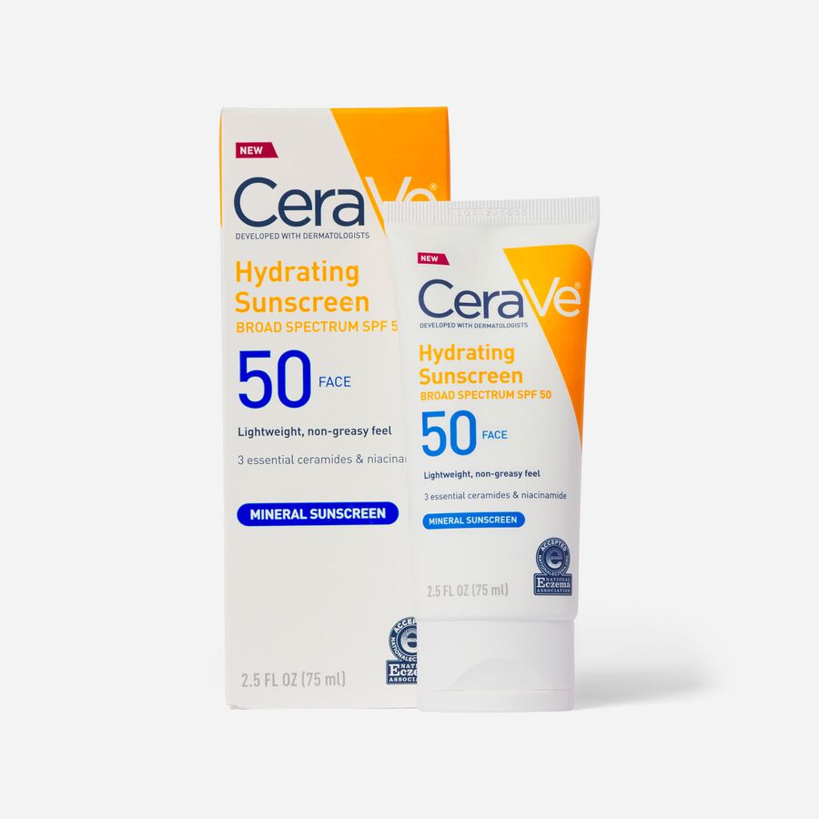 CeraVe Hydrating Mineral Face Sunscreen, 2.5 fl oz., , large image number 2
