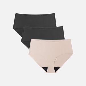 Proof 3-Pack High Waisted Brief, Black/Sand (Moderate Absorbency)